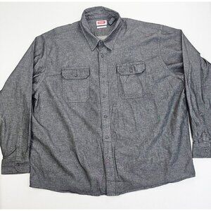 Wrangler Flex For Comfort Mens Size 3XL Charcoal Gray Denim Logo Tag Long Sleeve